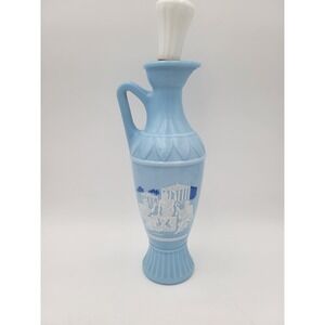Vintage 1961 Jim Beam Blue Glass Decanter Greek Roman Chariot & stopper Grecian